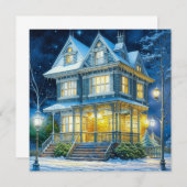 Carte Grande belle maison victorienne à Noël (Devant / Derrière)