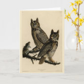 Carte Grande Chouette à la corne des oiseaux d'Amérique  (Fleur jaune)