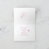 Carte Grande colombe Christening Dove sur rose (Intérieur)