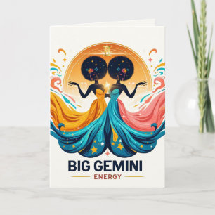 Carte Grande Énergie Gémeaux Afro Déesse Zodiaque Annive
