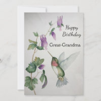 Grande grand-mère Birthday Hummingbird Aquarelle