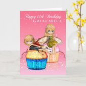 Carte Grande Nièce 14ème Anniversaire Avec Gâteaux Faire (Fleur jaune)