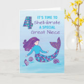 Carte Grande nièce 4e anniversaire Sparkday Look Mermaid (Fleur jaune)