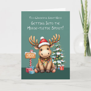 Carte Grande Nièce adorable Drôle Moose Noël