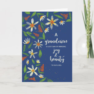 Carte Grande-nièce Religieux Anniversaire Daisies Fleur