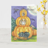 Carte Grande Petite-Fille 1ère Halloween Avec Petite Pet (Fleur jaune)