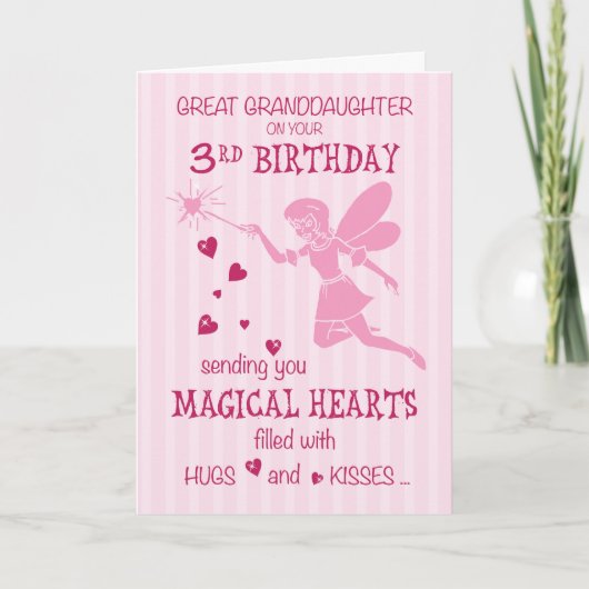 Carte Grande Petite-fille 3e anniversaire Magique Fairy  (Devant)