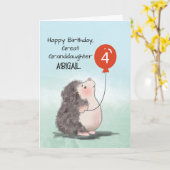 Carte Grande Petite-fille 4e Anniversaire Hérisson Ballo (Fleur jaune)