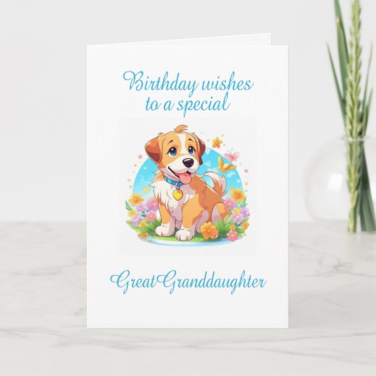 Carte Grande petite-fille Anniversaire Chien chiot (Devant)