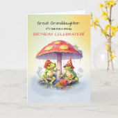 Carte Grande Petite-fille Anniversaire Cute Frogs Champi (Fleur jaune)