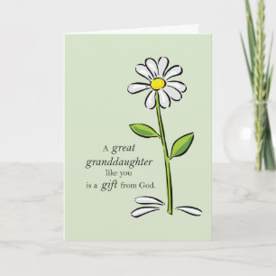 Carte Grande Petite-fille Anniversaire, Dais Vert Religi