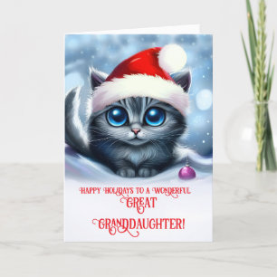 Carte Grande Petite-fille Cute Kitten Noël