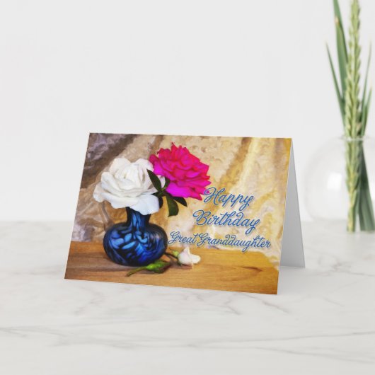 Carte Grande Petite-fille, heureux roses d'anniversaire (Devant)
