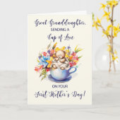 Carte Grande petite-fille Première mère Coupe de l'Amour (Fleur jaune)