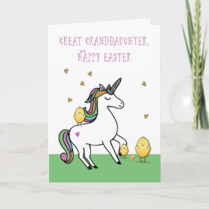 Carte Grande Petite-fille Unicorne Voeux de Pâques avec