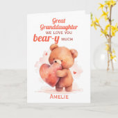 Carte Grande Petite-fille Valentines Teddy Bear Heart (Fleur jaune)