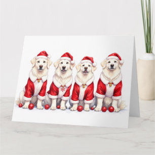 Carte Grande Pyrenees Robe de Noël Chapeau de Père Noël