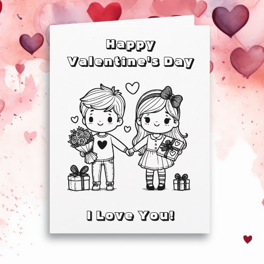 Carte Grande Saint-Valentin joyeuse | Page à colorier