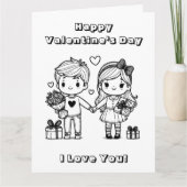 Carte Grande Saint-Valentin joyeuse | Page à colorier (Devant)