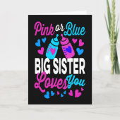 Carte GRANDE SOEUR rose ou bleu vous aime | Cute (Devant)