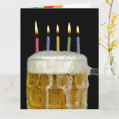 Carte grande tasse de bière avec bougies d'anniversaire (Fleur jaune)