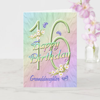 Carte Grandgirl 16th Birthday Butterfly Garden Card