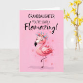 Carte Grandgirl anniversaire avec Flamant rose Fabun Fun (Fleur jaune)