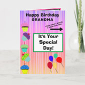 Carte Grandma Anniversaire Cupcakes Ombre Stripes (Devant)