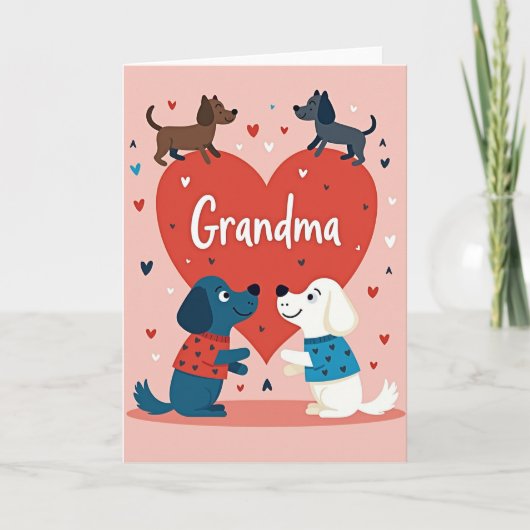 Carte Grandma Heart Pattern Dogs Card (Devant)