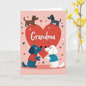 Carte Grandma Heart Pattern Dogs Card (Fleur jaune)