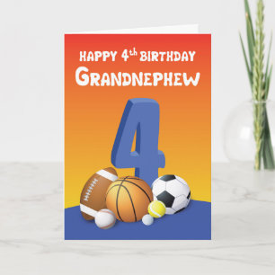 Carte Grandnephew 4e anniversaire Sports Balls