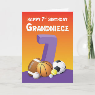 Carte Grandniece 7e Anniversaire Sports Balls
