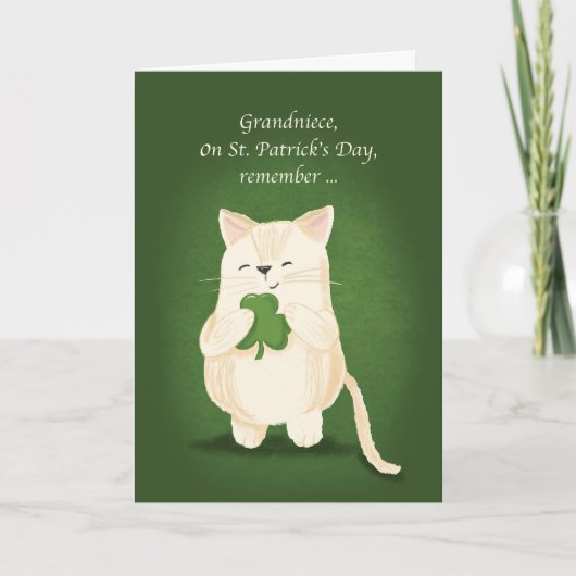 Carte Grandniece St Patricks Day Cute Kitten Shamrock (Devant)