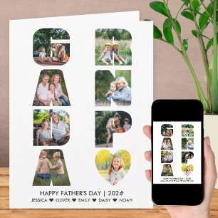 Carte GRANDPA Lettre Découpe Photo Collage Anniversaire