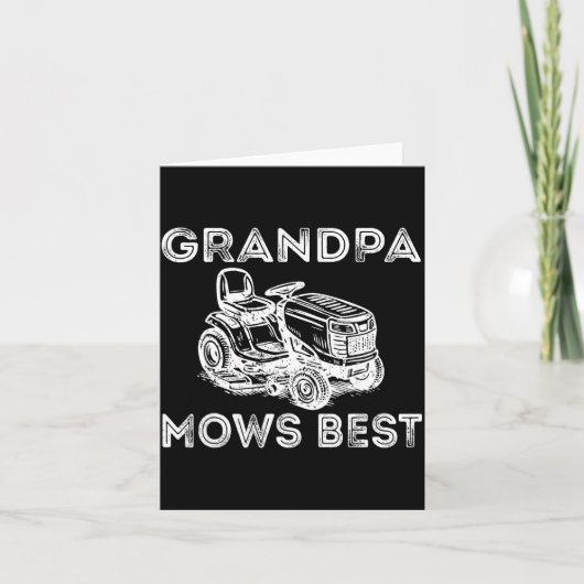 Carte Grandpa Mows Funny Lawn Mower Father's Day Papa  (Devant)
