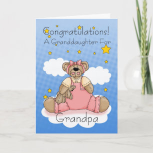 Carte Grandpa New Baby Girl Félicitations