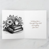 Carte Grands livres Vintages, fleurs et café Anniversair (Intérieur)