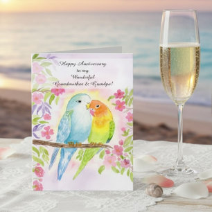 Carte Grands-parents tourtereaux Joyeux Anniversaire de