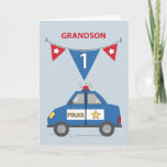 Carte Grandson 1er anniversaire Blue Police Car<br><div class="desc">Une fête d'anniversaire spéciale est bientôt célébrée une fois que votre plus cher petit-fils fêtera son 5e anniversaire. Préparez cette carte en commandant votre copie immédiatement afin que vous puissiez lui donner ceci à l'arrivée de ce jour.</div>