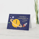 Carte Grandson 1er anniversaire Planètes dans l'espace e<br><div class="desc">Un premier anniversaire est toujours excitant et hors de ce monde! Célébrez avec votre petit-fils qui en tourne un avec cette carte d'anniversaire thématique espace.</div>