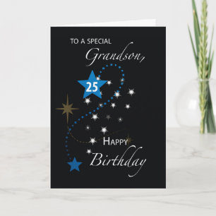 Carte Grandson 25e anniversaire Star Inspirational Black