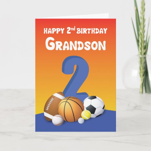 Carte Grandson 2e anniversaire Sports Balls (Devant)
