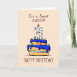 Carte Grandson 3e anniversaire, 3 sur Sweet Blue Cake<br><div class="desc">Surprenez votre petit-fils sucré à son troisième anniversaire avec ce gâteau glacé bleu sucré recouvert de bonbons colorés. Saluez-lui un joyeux 3ème anniversaire avec cette carte aujourd'hui.</div>