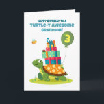 Carte Grandson 3e anniversaire mignonne tortue avec prés<br><div class="desc">Souhaitez à votre petit-fils amoureux de la tortue un heureux 3e anniversaire avec cette carte mignonne avec une tortue souriante portant des cadeaux et rejoint par de joyeux petits amis. Lumineux,  amusant et parfait pour célébrer un merveilleux petit-fils de trois ans.</div>