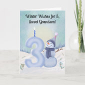 Carte Grandson 3rd Birthday Snowman Snowy Three (Devant)