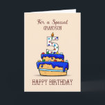 Carte Grandson 5e anniversaire, 5 sur le gâteau bleu dou<br><div class="desc">Cette carte avec le gâteau glace bleu le plus doux sur le devant est parfait pour envoyer des salutations de 5ème anniversaire et des voeux à votre petit-fils spécial qui va bientôt cinq ans. Faites de son anniversaire une journée spéciale avec cette carte spéciale.</div>