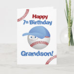 Carte Grandson 7e anniversaire Funny Baseball Face<br><div class="desc">Carte drôle à envoyer à votre petit-fils pour son 7e anniversaire. Il appréciera le baseball comme tête,  portant un casquette avec les yeux de google. Faites-lui savoir quel succès il est avec vous !</div>