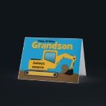 Carte Grandson 9th Birth Yellow Excavator Ajouter un nom<br><div class="desc">Une carte de neuvième anniversaire amusante pour un petit-fils qui aime le matériel de construction et les movers de terre. Il y a une crevette jaune sur le devant avec une zone sur la cabine où vous pouvez changer le nom de la société de construction au nom de votre petit-fils....</div>