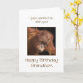 Carte Grandson Birthday, Orang Utan (Fleur jaune)