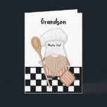 Carte Grandson Birthday Whimsical Gnome Chef Cuisine<br><div class="desc">La combinaison de fantaisie, d'éléments culinaires et de voeux d'anniversaire fait de cette carte une façon unique et mémorable de transmettre votre amour et vos meilleurs voeux à votre petit-fils lors de sa journée spéciale. Il saisit l'essence de la joie et du plaisir, créant un ton gai et festif pour...</div>
